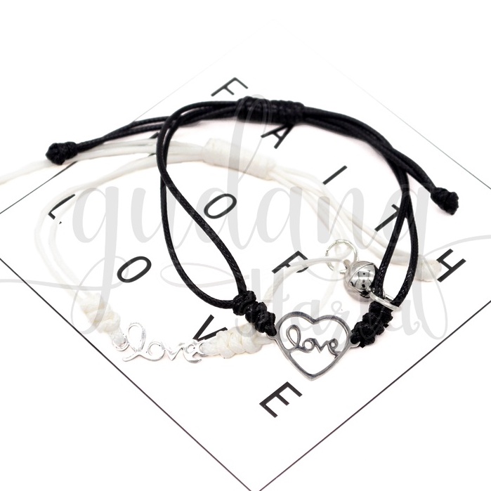 Gelang BFF Couple Set ISI 2 Shape Of Love Bangle Motif Hati GH 205353