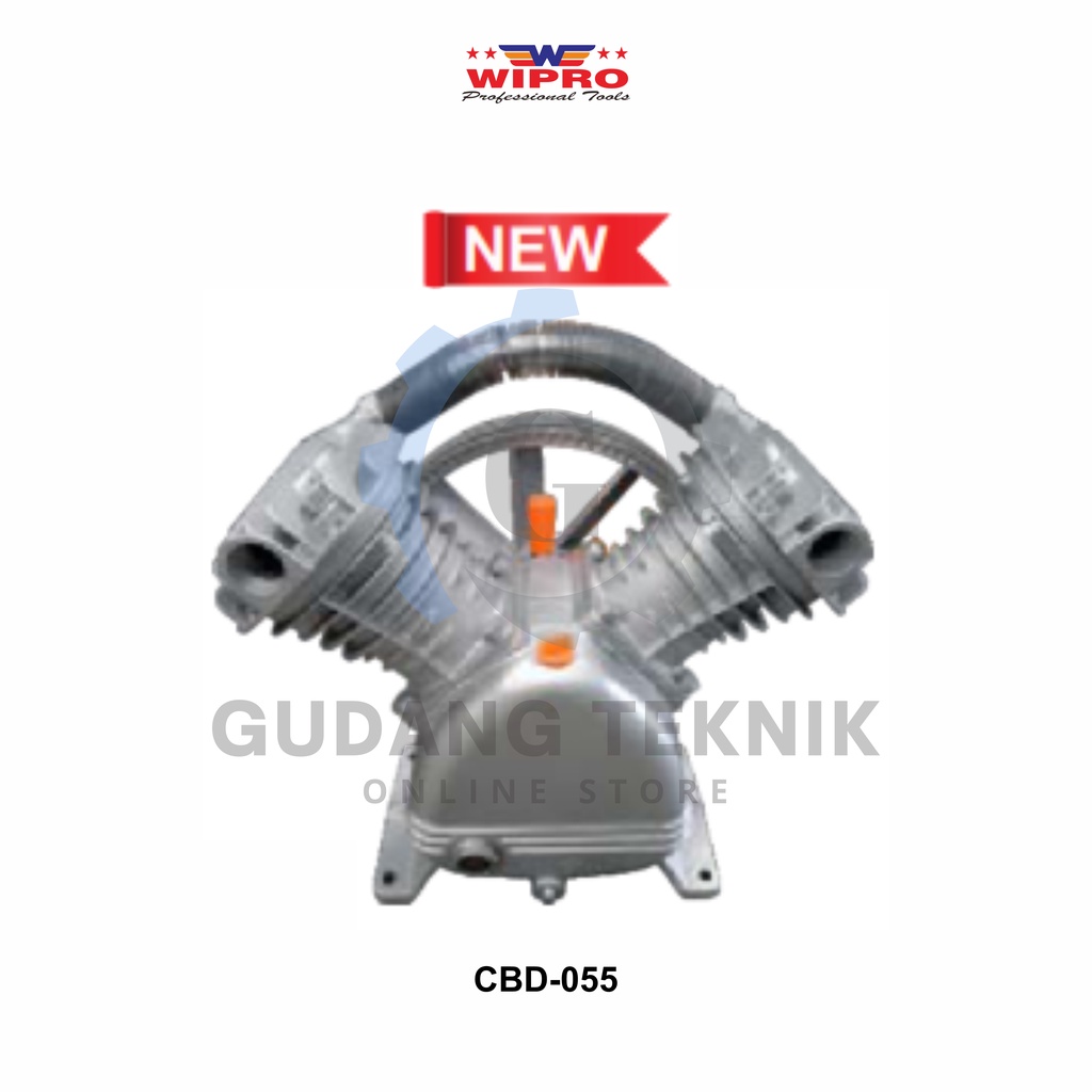 Kepala Kompresor Angin 2 Piston WIPRO CBD / Air Head Compressor V-Belt WIPRO CBD020 - CBD030 - CBD055 - CBD075 - CBD100 WIPRO