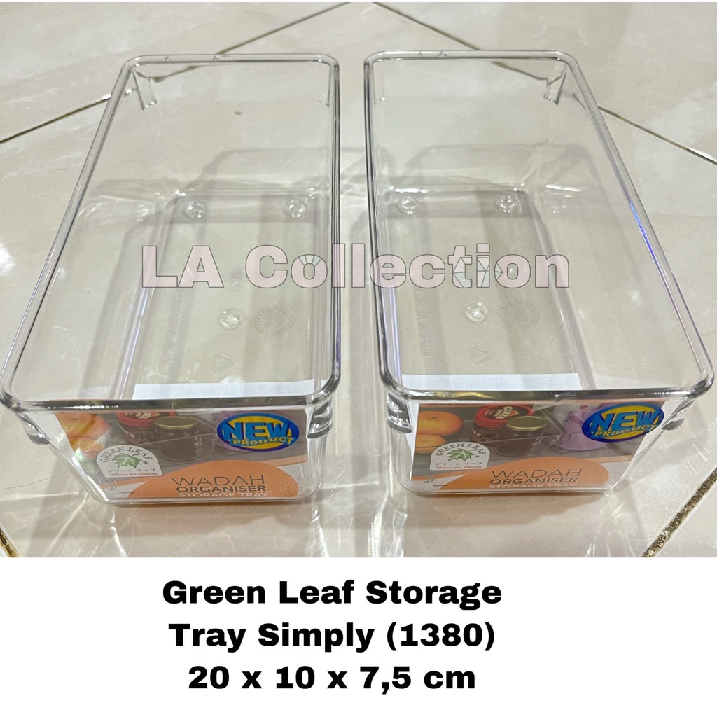 GREEN LEAF STORAGE TRAY SIMPLY ( 1380 ) WADAH SERBAGUNA ACRILIC TRANSPARANT / ORGANIZER KULKAS