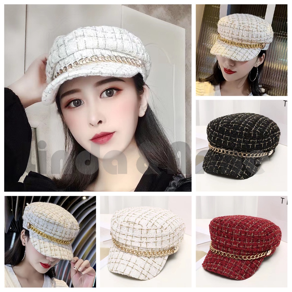 Topi Baret Oktagonal Gaya Korea Retro Untuk Wanita Dan Pria Import