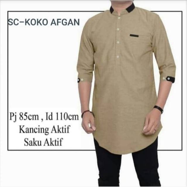 Kemeja Koko Afgan coklat susu
