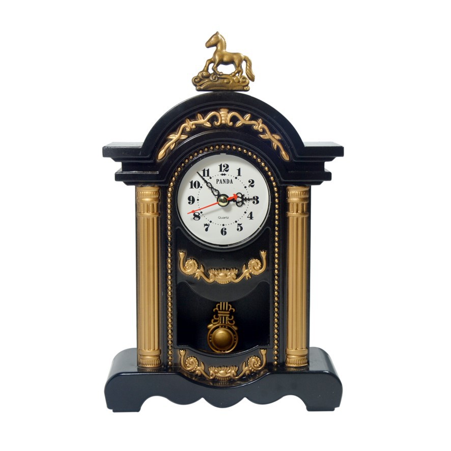 Jam Meja Weker Classic Vintage Bandul Hitam 21 cm Free Baterai 9803