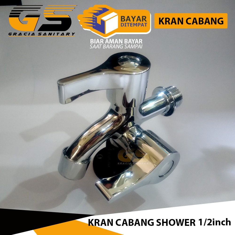 Paket SET Shower Mandi Kran 1/2 Inch Handshower Murah Kran cabang 2733 + shower 05 Tinggal Pasang