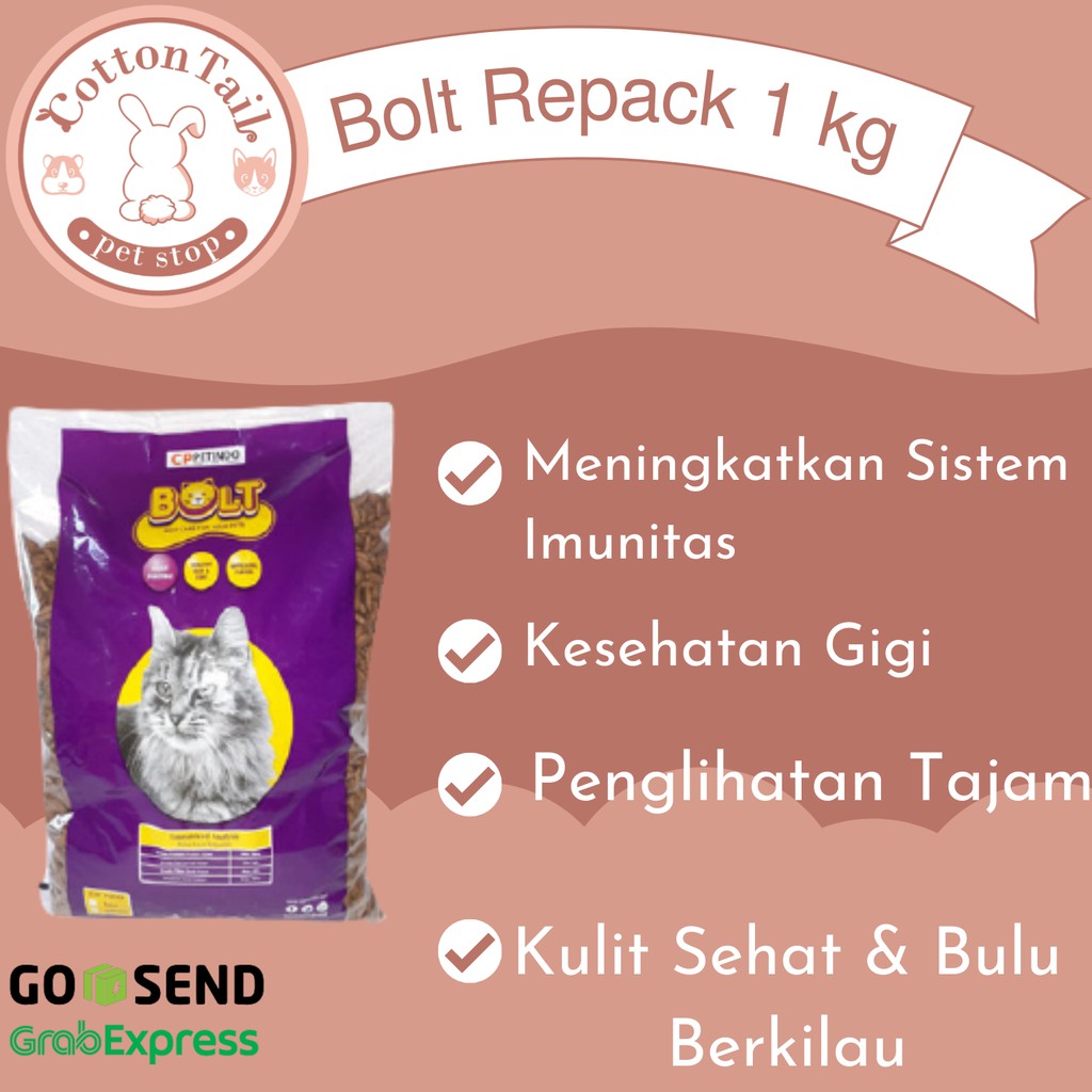 Makanan Kucing BOLT terbaik termurah Repack 1 KG