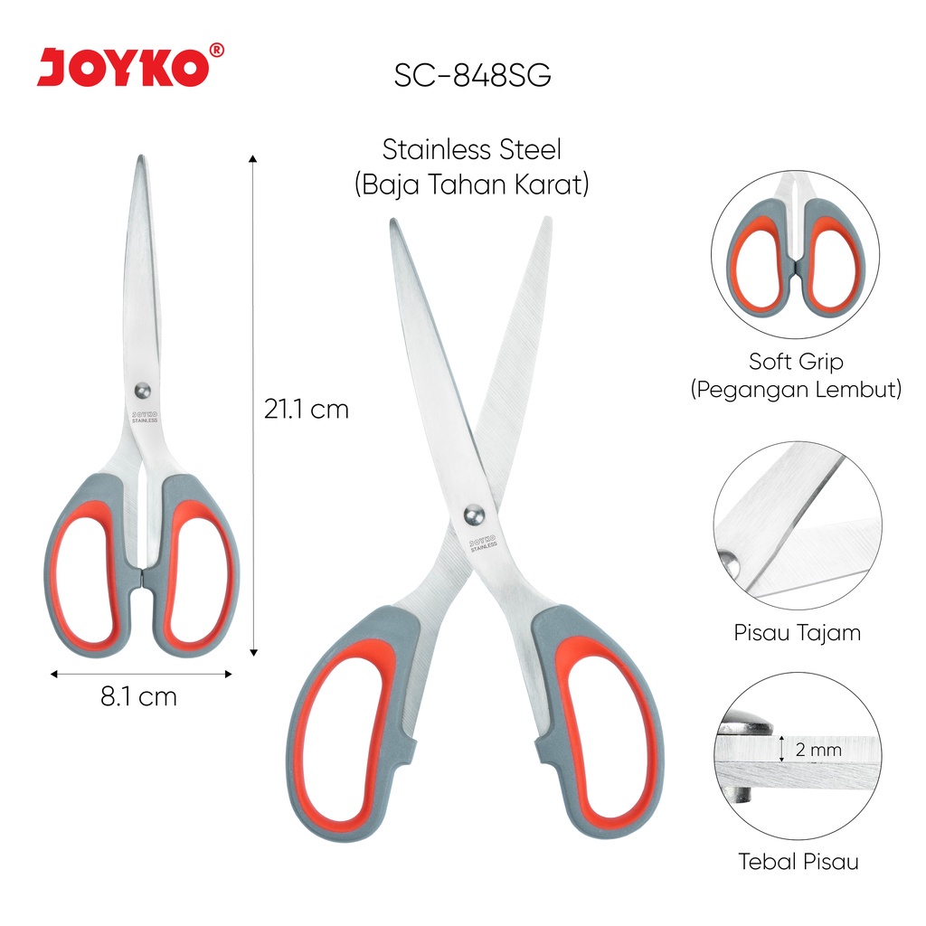 

Gunting Besar Joyko Scissors [SC-848SG] / Gunting Kertas Kain Rumput Plastik / Gunting Besar Super Tajam / Gunting Dapur Tahan Karat / Alat Pemotong Kain Joyko