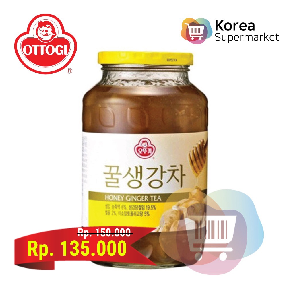 OTTOGI HONEY GINGER TEA 1kg (1000gr) / MINUMAN KESEHATAN TEH JAHE MADU ASLI KOREA