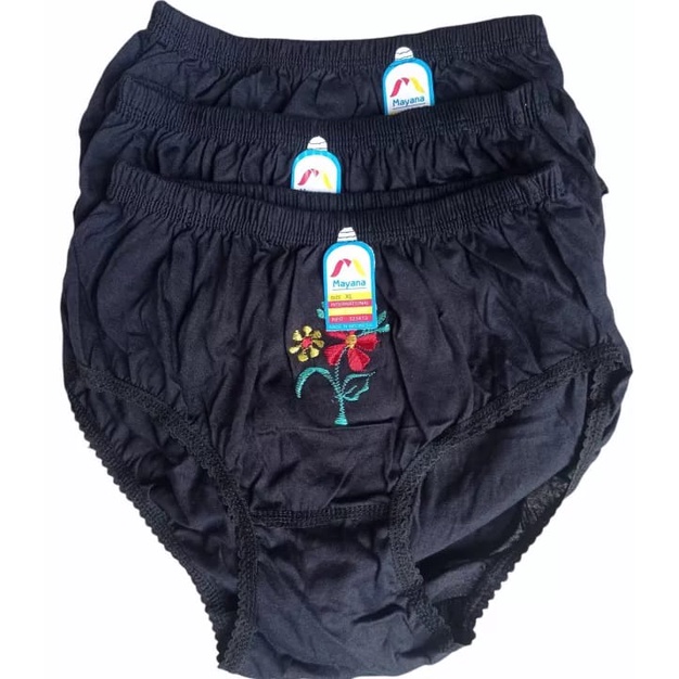 6 PCS CELANA DALAM WANITA DEWASA MAYANA BORDIR WARNA HITAM