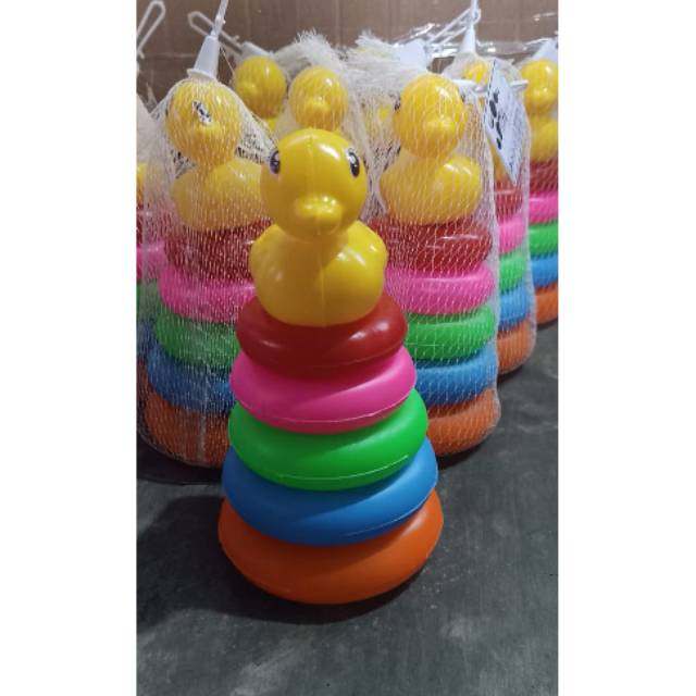  Mainan  bayi  susun tumpuk 6 ring  donat bebek mainan  anak 