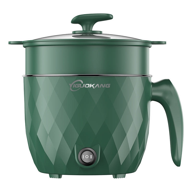 Goojodoq Panci Listrik Serbaguna 1.2L- Electric Cooking Pot Electric Frypan Panci Listrik Portable Fry Pan-Green+ Loyang Kukus