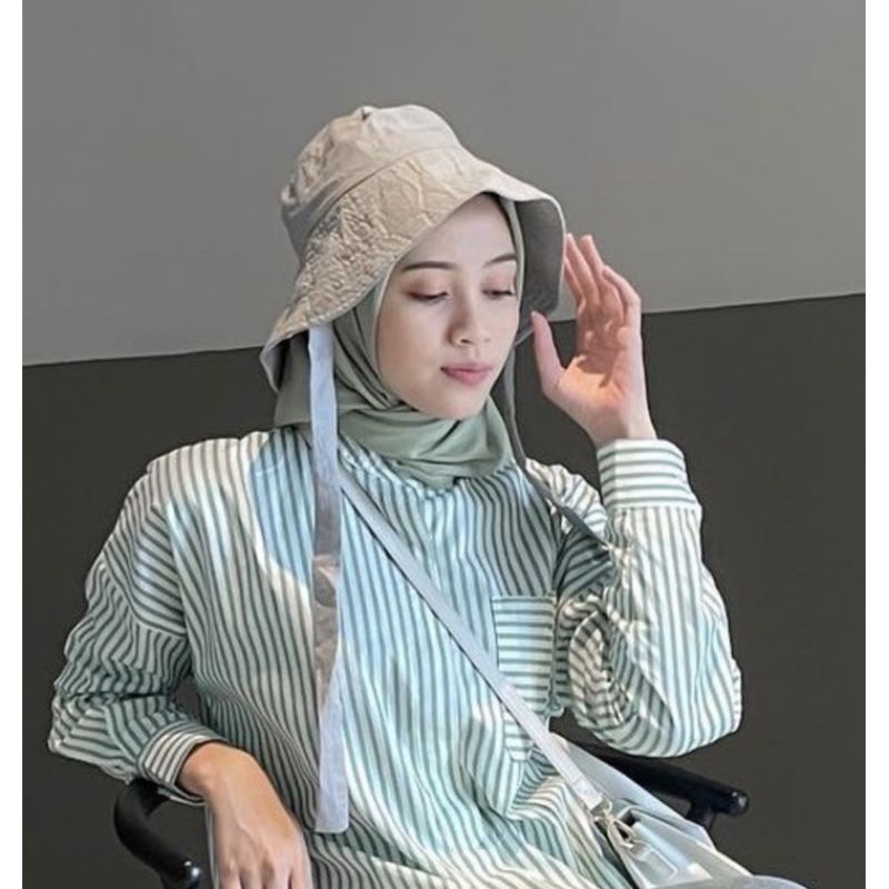 Topi Bucket tali panjang selebgram kekinian topi bucket tali panjang bucket KPop wanita pria bucket hijab