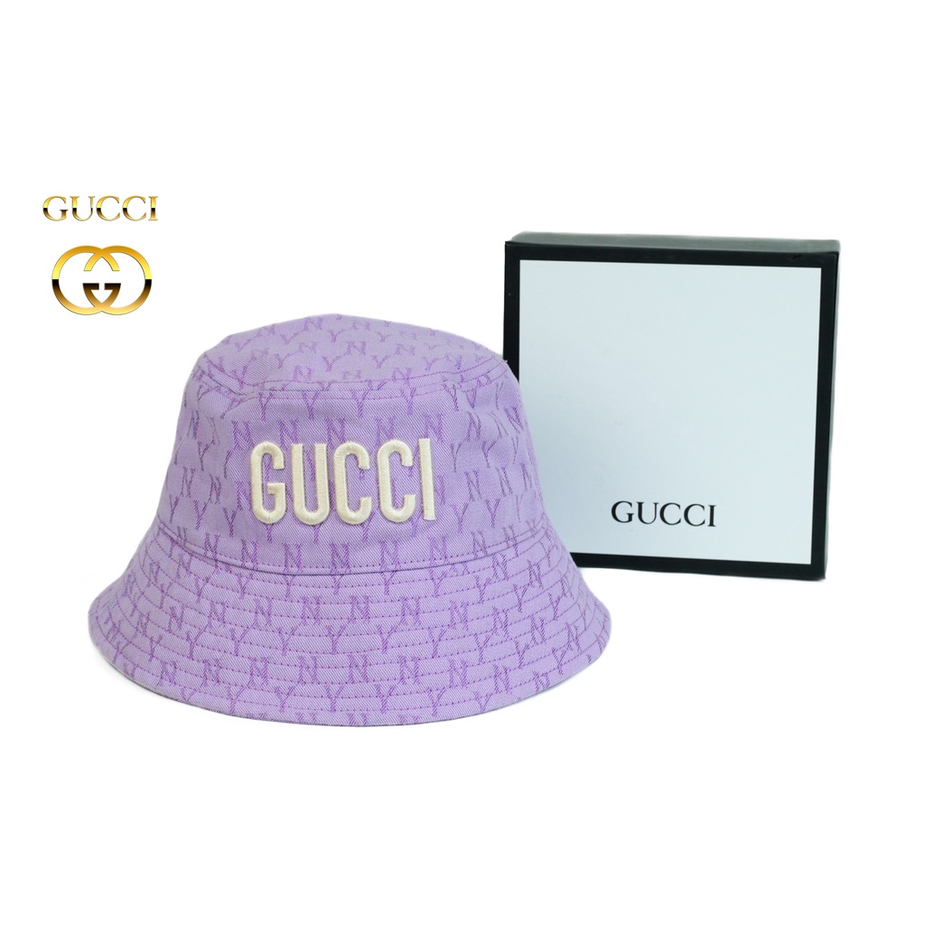 Topi Bucket Wanita Gucci Warna Ungu Model Cewek Kekinian Terbaru Import Premium