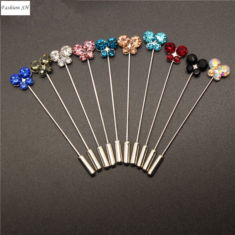 10pcs Butterfly Shaped Crystal Mixed Color Brooch Safe Simple Pin