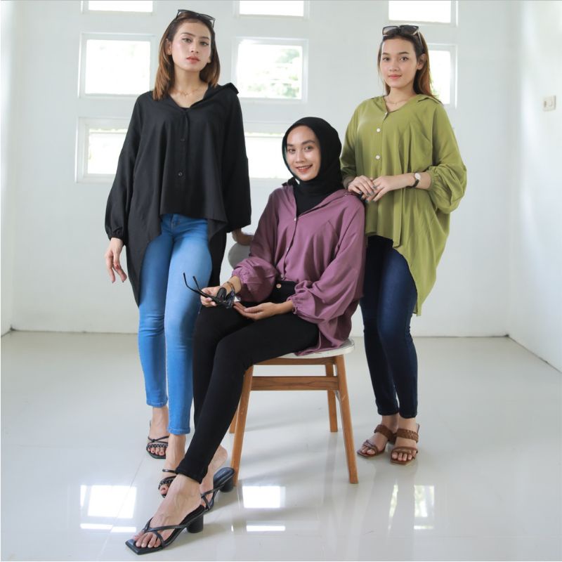 Dandles Kemeja Oversize Katun Rayon / Blouse Rayon Jumbo