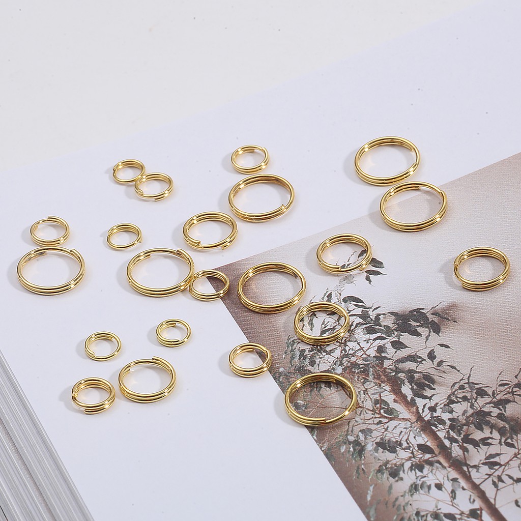 200-500pcs Konektor Cincin Loop Ganda Bahan Metal Ukuran 5/6/8/10mm Untuk Membuat Perhiasan Diy