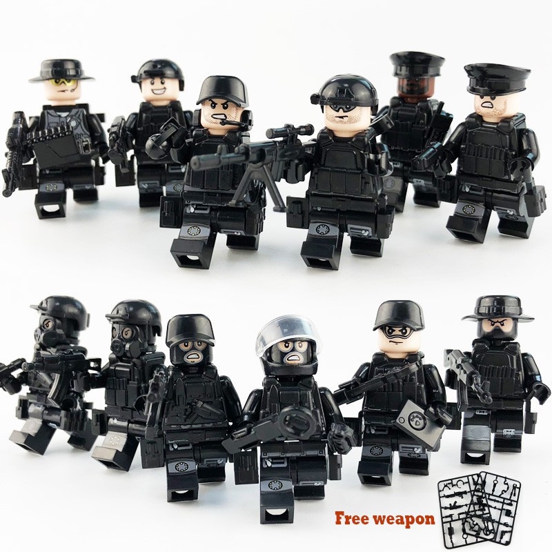 12pcs Mainan Balok Bangunsusun Model minifigures Bentuk Pasukan Khusus Militer