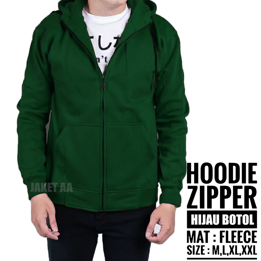 JAKET HOODIE POLOS ZIPPER SWEATER POLOS JACKET POLOS JAKET POLOS M L XL XXL PRIA WANITA JHONS12-HIJAU BOTOL ZIPPER