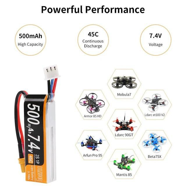 Lipo 2s 7.4V battery crazypony 500Mah