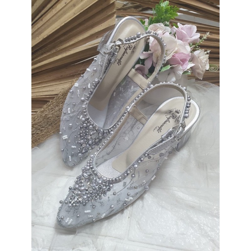 sepatu kiyarisa silver 5cm kaca