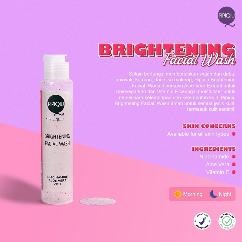 promo Facial Wash Pipiqiu Brightening  + Niacinamide Netto 100ml POM NA 18211204018