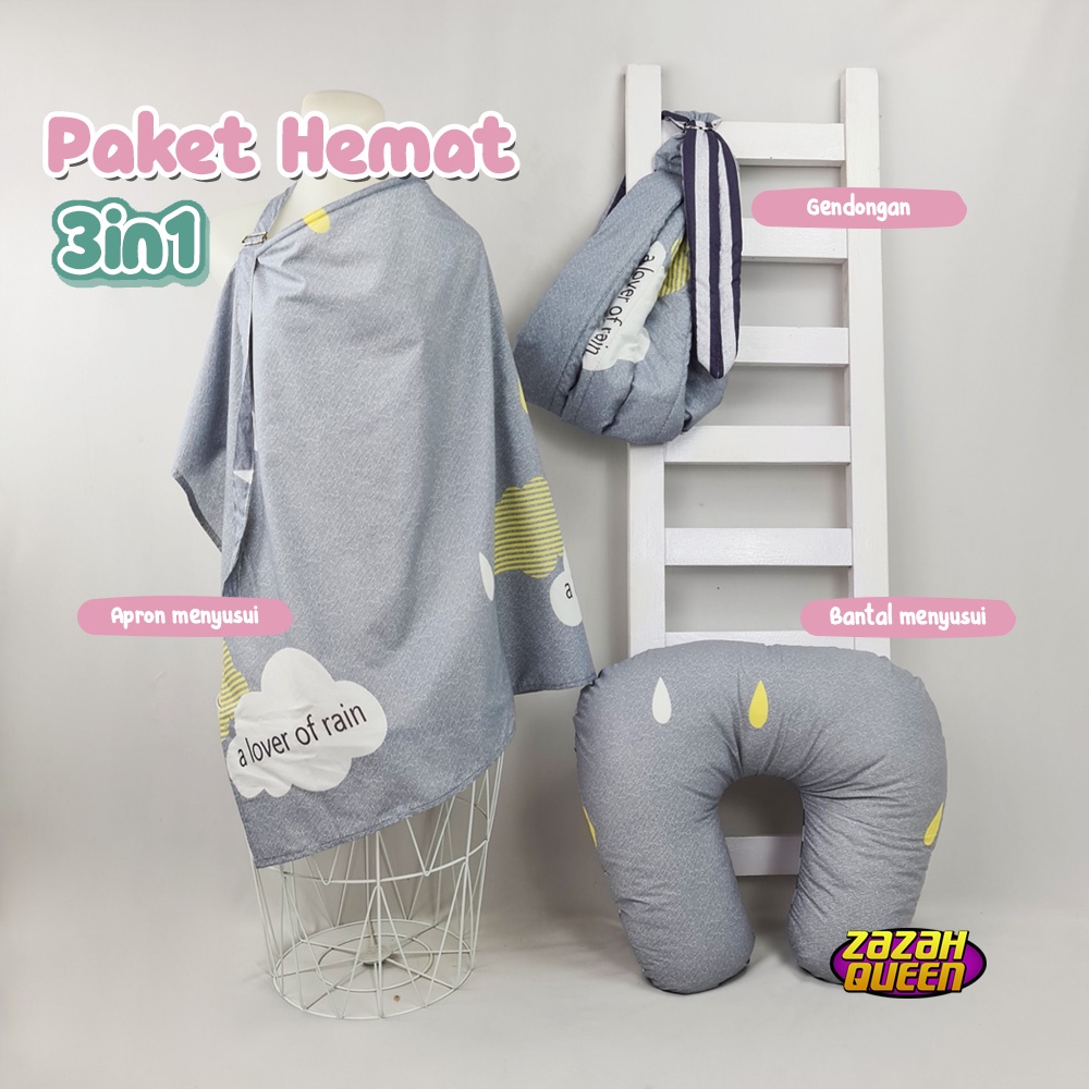 [3 in 1] Bantal Menyusui Gendongan Bayi Bonus Apron Menyusui