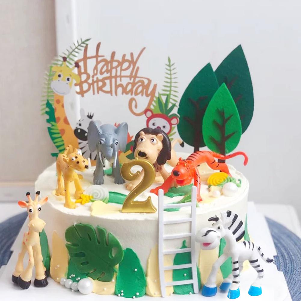 6pcs / Set Topper Kue Desain Hewan Hutan Zoon Untuk Dekorasi Pesta Ulang Tahun