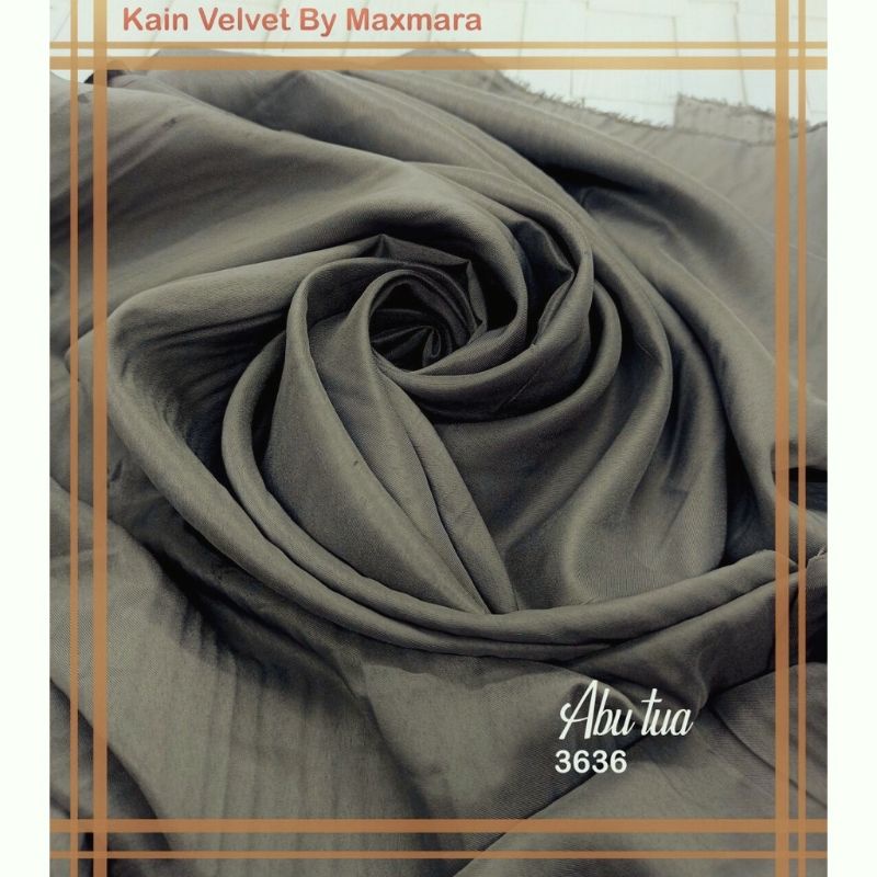 Bahan Multi Kain Satin saten Velvet maxmara Polos bridesmaid Meteran Super A Grade-3636 abu tua