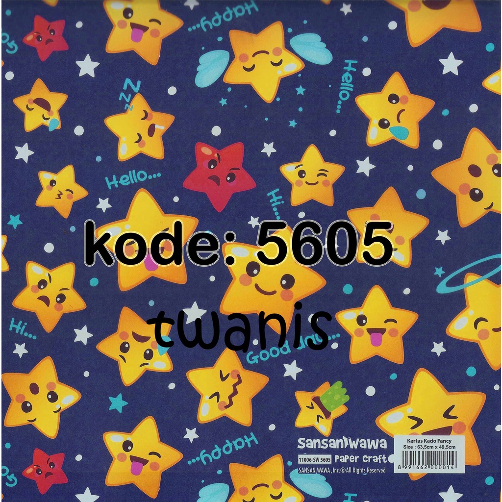 

30 LEMBAR KERTAS KADO SANWA BINTANG KODE 5605 BISA CAMPUR MOTIF LAIN MINIMAL 5 LEMBAR