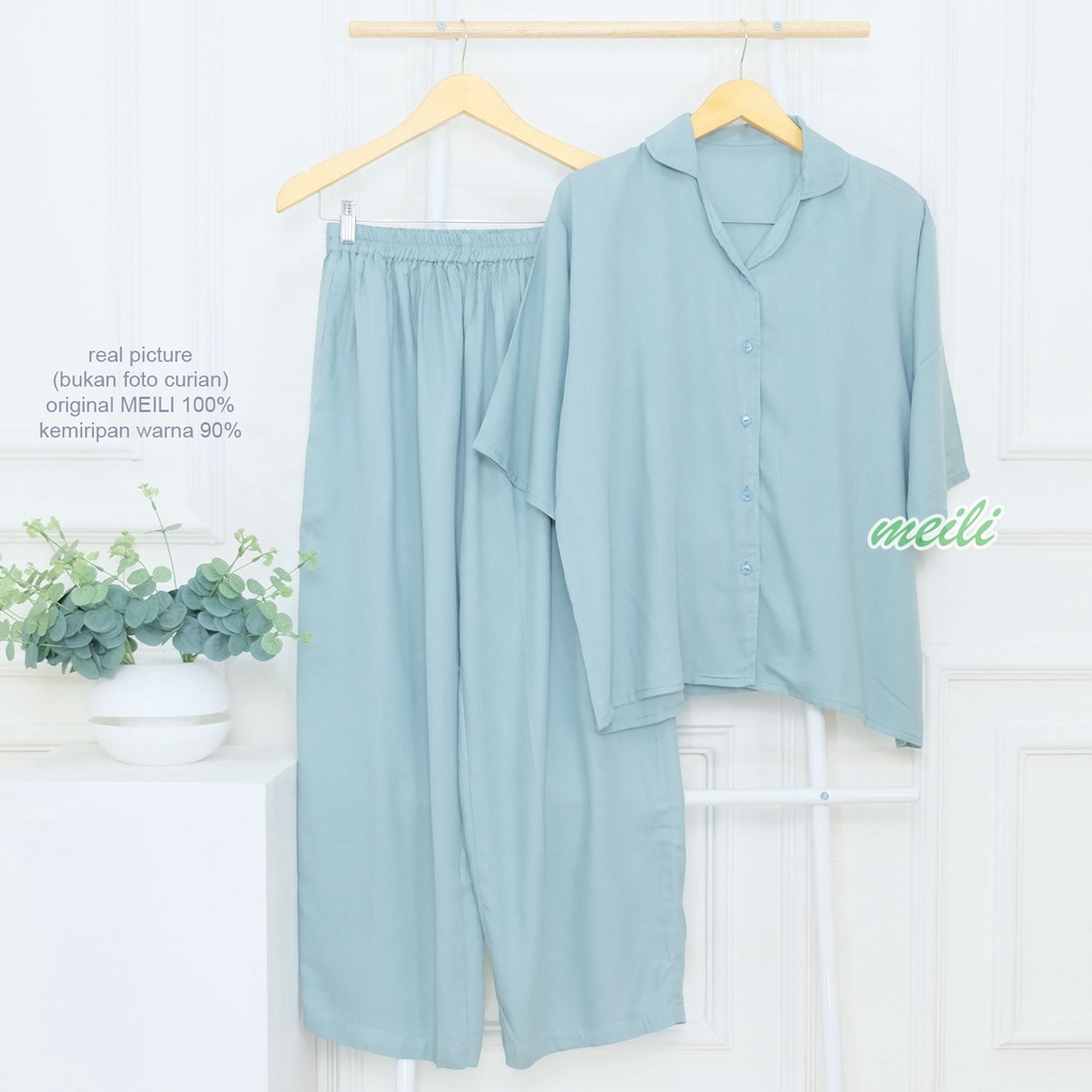 XXL 5L Setelan Jumbo Rayon Polos Premium Basic Pajamas Bigsize LD 120 140 Piyama Ukuran Besar Oneset Daily Sleep Wear Setcel Jumbo LD 110 120 Bigsize