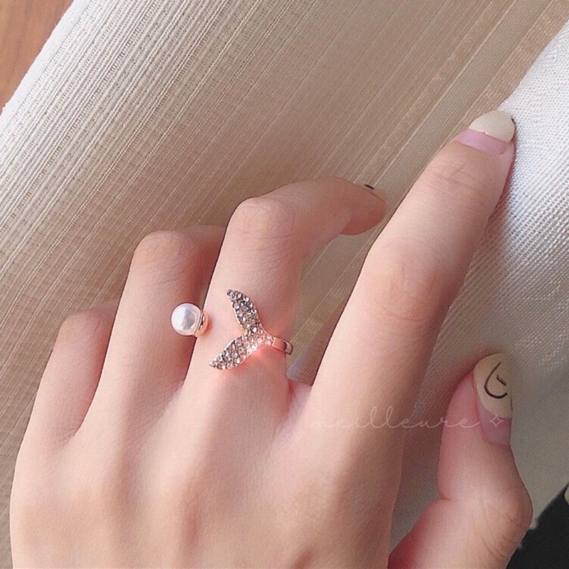 Mermaid Tail Ring Cincin Wanita Korea Perak Emas Fashion Titanium Xuping Aksesoris Woman Adjustable 