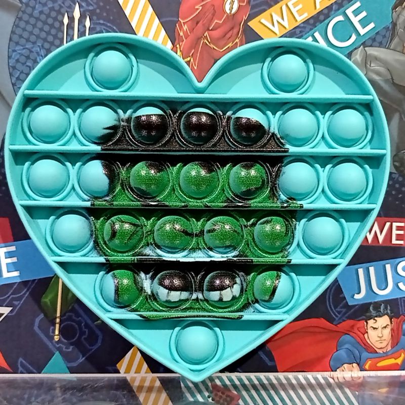 Pop It Captain America Viral Push Pop Bubble Fidget Maiman Pop It-Hulk love biru