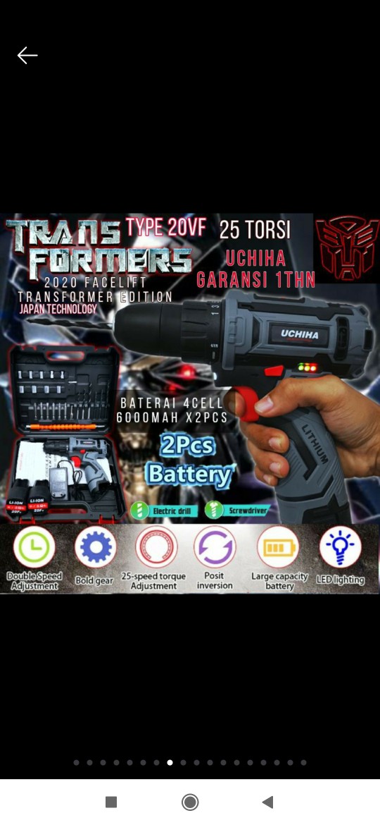 Mesin Bor Baterai 13vf Hyuga By Uchiha Cordless Drill Tanpa Kabel