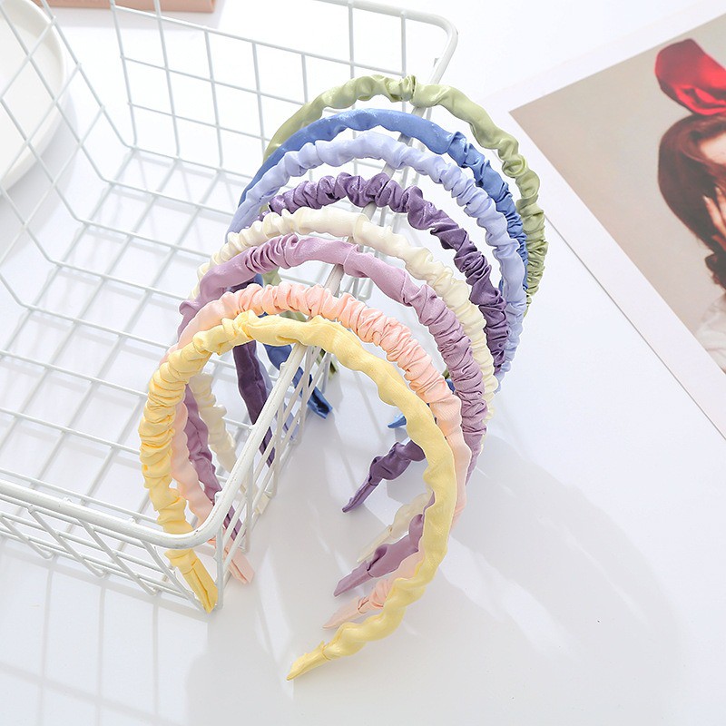 OVERFLOWS.ID Bando Scrunchie Mini Model Kerut Bahan Satin Ala Korea Import Murah Satine Headband