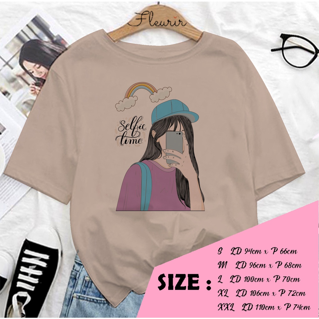 FLEURIR - COD KAOS SELFIE TIME WANITA PRIA REMAJA DEWASA UNISEX TSHIRT JUMBO