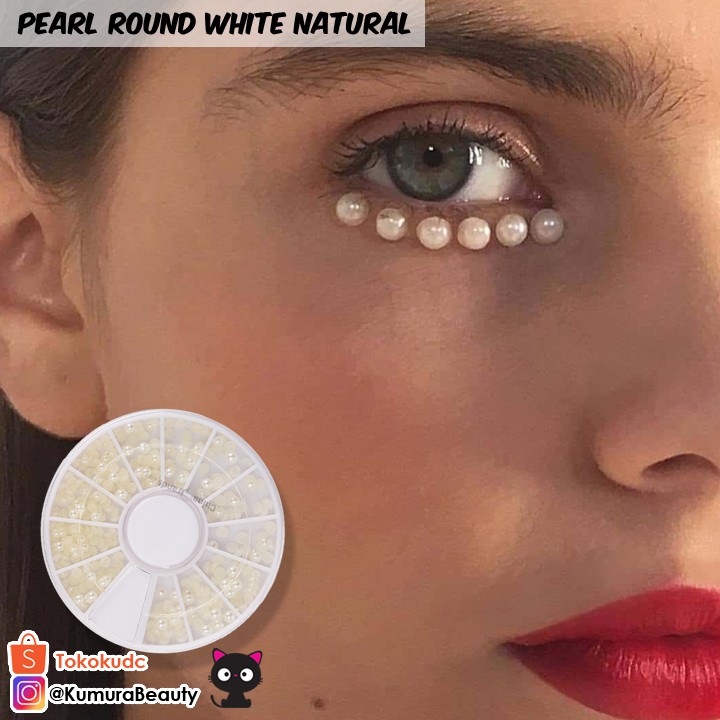 PEARL ROUND NATURAL WHITE + WHEELBOX HIASAN KUKU NAIL ART ANAK MUTIARA