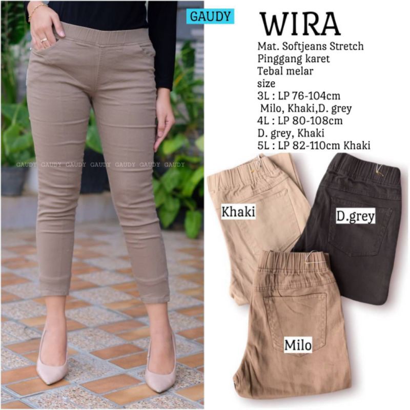 Wira Pants Celana Chinos Pants Wanita Size Jumbo 3L 4L 5L Bahan Tebal Stretch