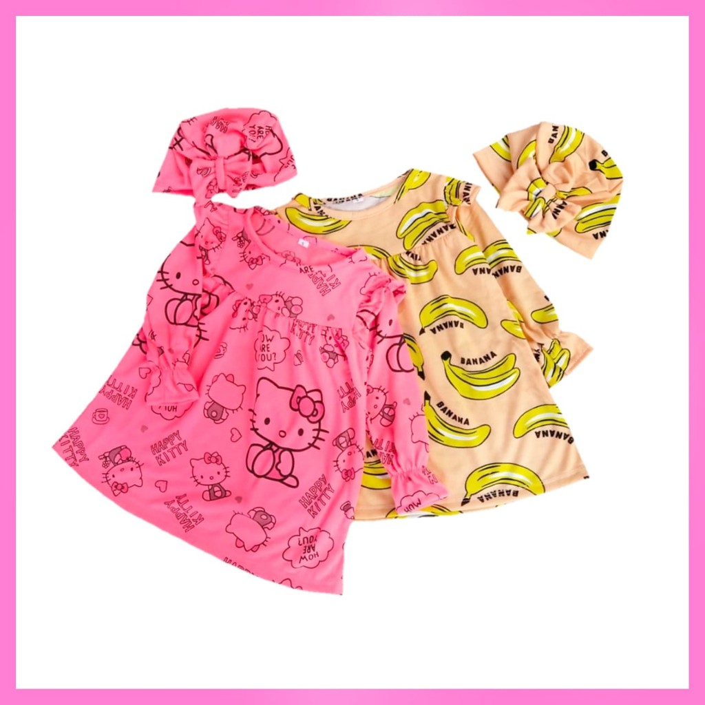 DRESS BAYI MOTIF PATTERN LUCU USIA 3-24 BULAN