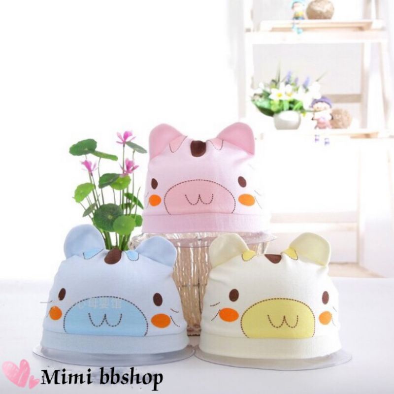 Topi kupluk bayi bahan kain katun new born lucu halus 0-4 bulan