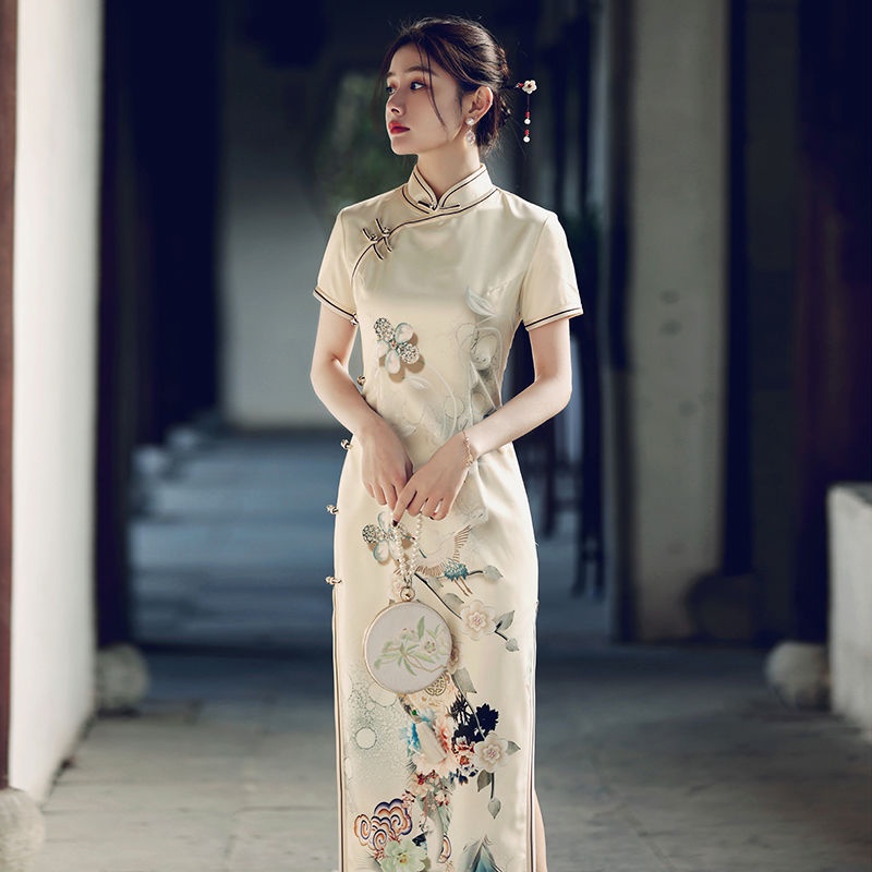 New Retro temperament young style 2021 improved dress high-end old Shanghai girl summer long cheongs