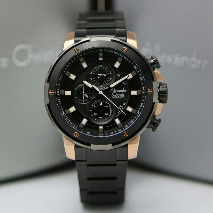 Jam Tangan Pria Alexandre Christie Ac6528 Original Hitam Rosegold