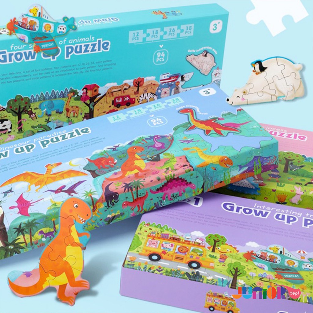 Grow Up Floor Puzzle 4in1 / Puzzle In a Box / Floor Puzzle Anak Set