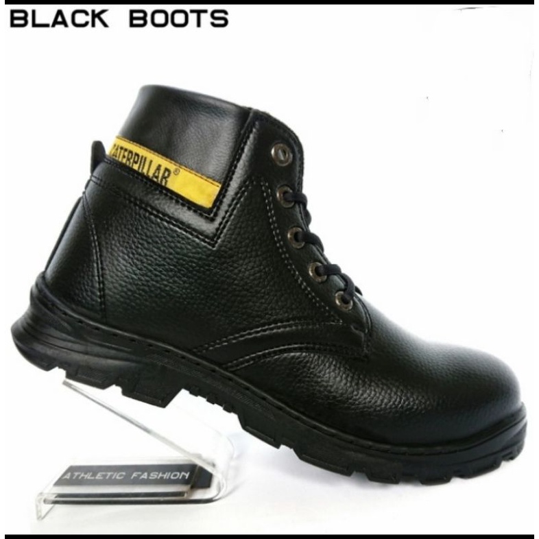 Sepatu pria Sepatu Safety Boots Ujung Besi Fashion Pria Bikers Turing tiga warna hitam coklat tua