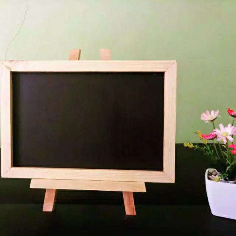 

20x30cm Standing mini chalkboard Set standing papan tulis kapur wood tripod easel
