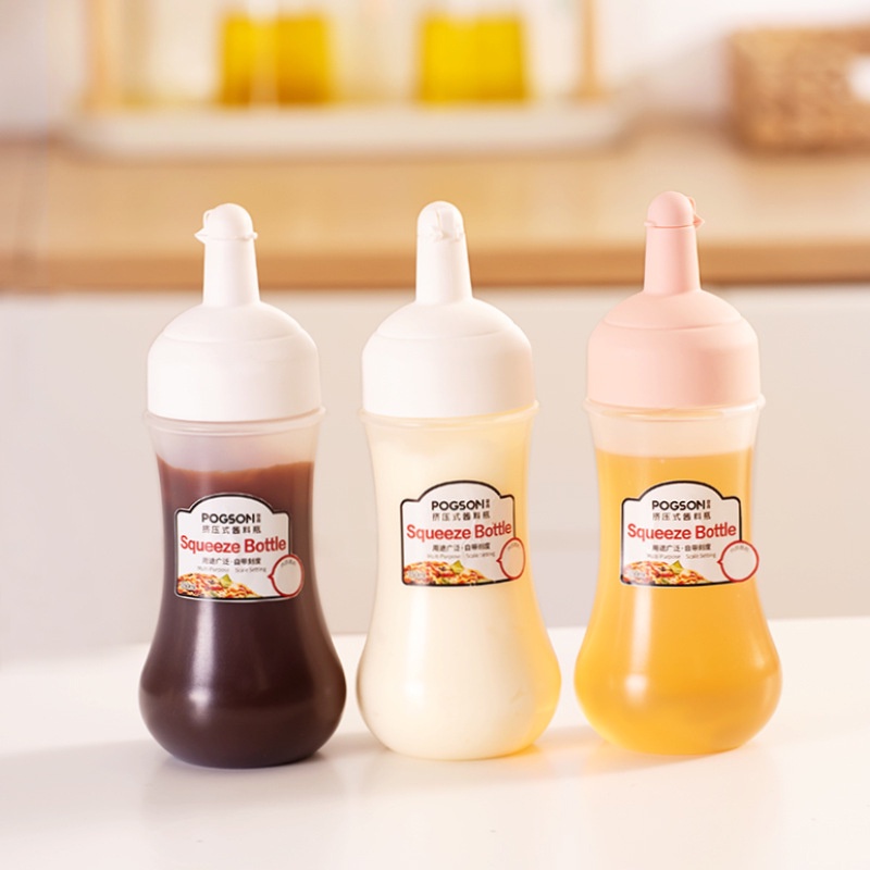 Botol Saus Peras Plastik Tahan Debu / Saus Tomat / Saus Salad / Madu / Selai Botol Minyak Peras Perlengkapan Sehari-hari