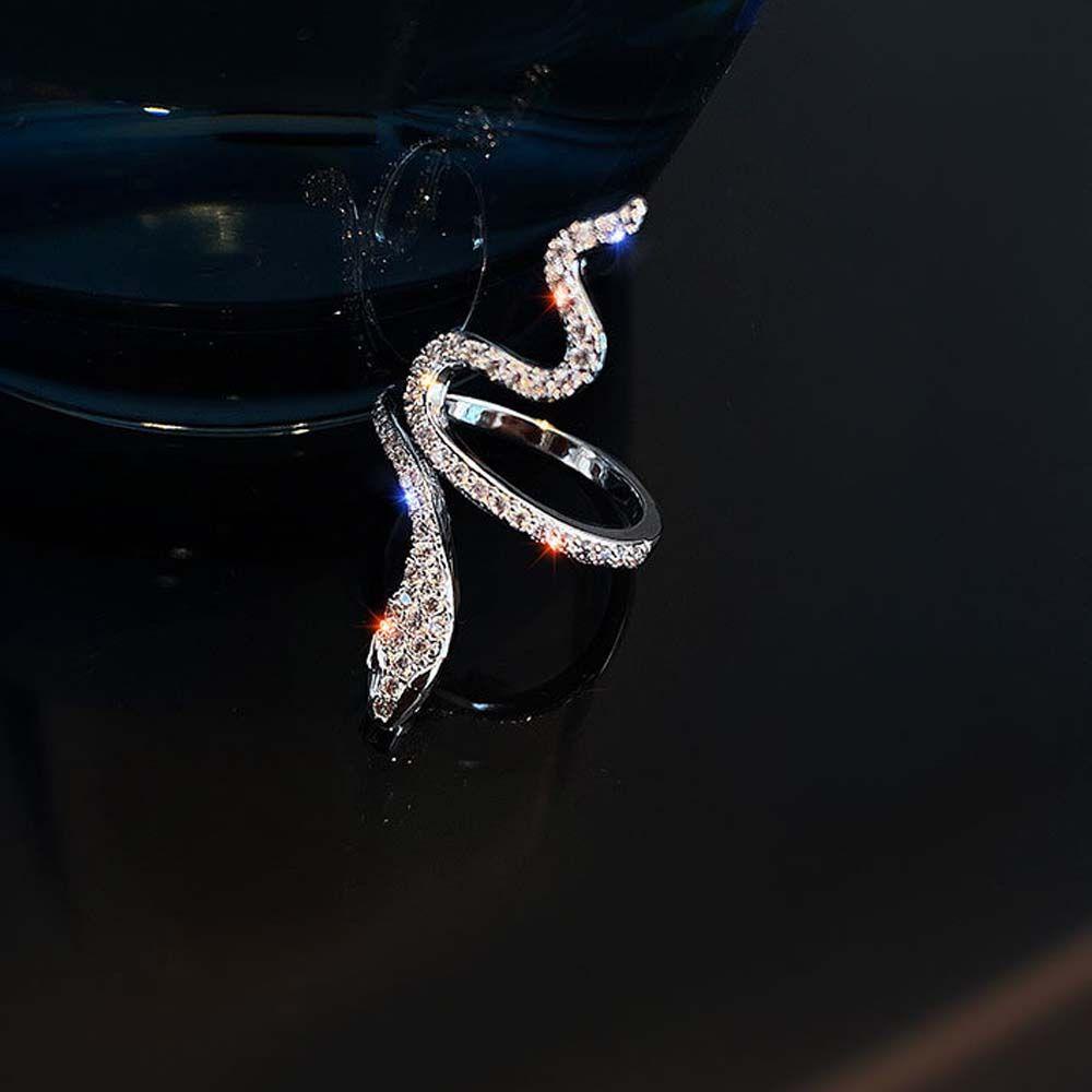 Rebuy Women Rings Elegant Irregular Metal Open Ring Snake Shaped Fashion Jewelry Berlian Imitasi Gaya Korea