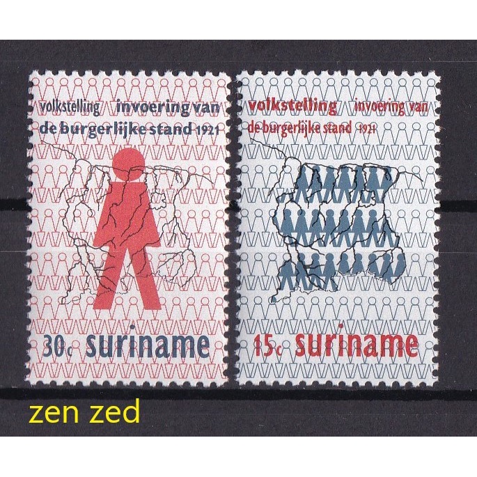 

0446 Perangko Suriname 1971 Census 2v Mnh