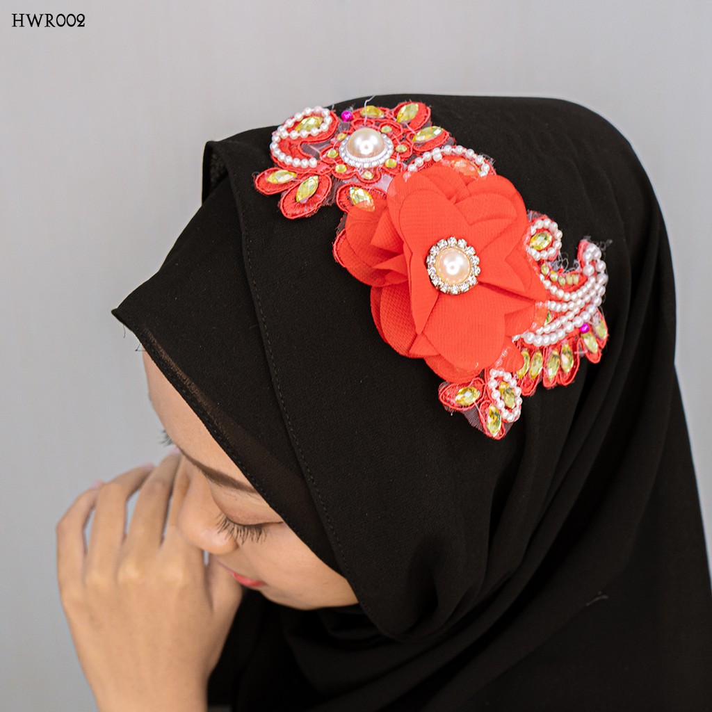 [PALING LARIS] AKSESORIS HIJAB MODERN PESTA HEADPIECE MERAH HWR002