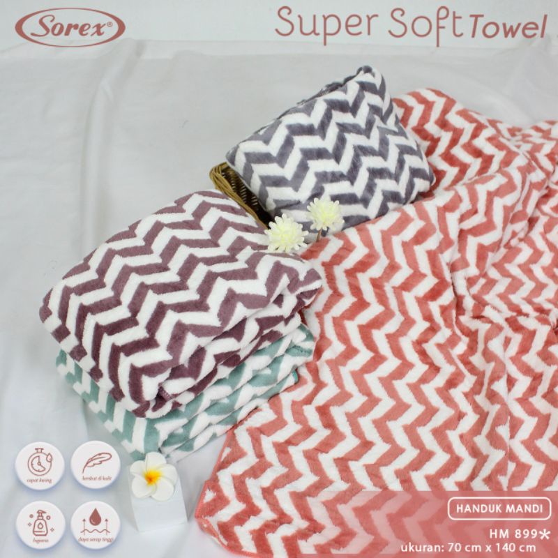 Sorex HM 899 Handuk Mandi Dewasa Microfiber Towel Motif ZigZag Lembut Daya Serap Tinggi