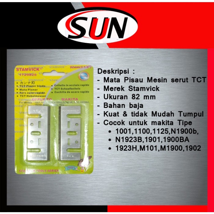 

Dijual Mata Pisau Mesin Serut Planner Ketam Tct 82 Mm Stamvick Promo