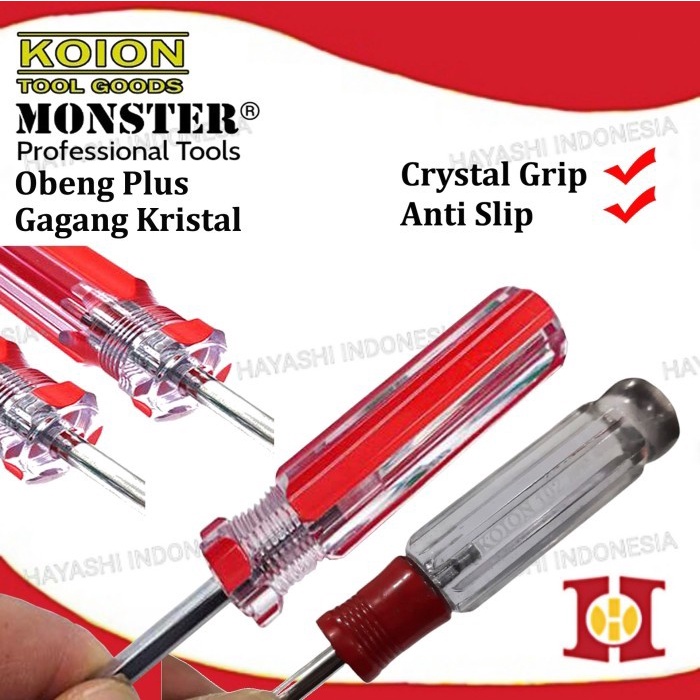 Obeng Plus Kembang Magnet Screwdriver Gagang Crystal Kristal Taiwan