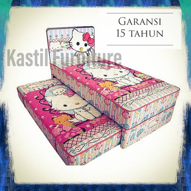 2 in 1 spring bed charmy helo kity springbed 120 x 200 cm hello kitty kasur gransi 15 tahun